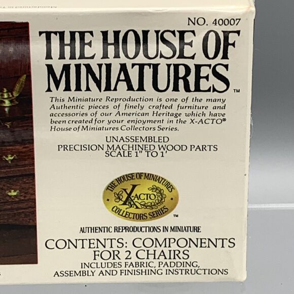 The House of Miniatures 2 Side Chair Set Dollhouse Kit 40007 X-ACTO Sealed NOS - Picture 2 of 9